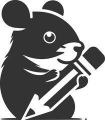Silhouette of a hamster animal black vector