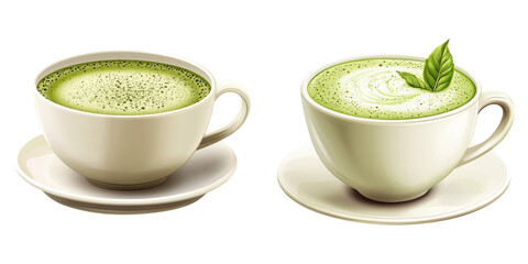 cup of organic matcha tea with foam, showcasing vibrant green color and creamy texture, evokes sense of calm and relaxation
