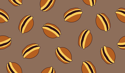 Obraz premium Cute dorayaki pattern background vector design