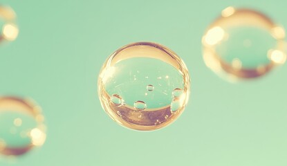 Floating, golden spheres