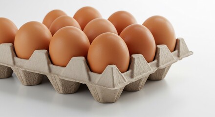 Brown Eggs Carton Soft Light Studio Shot. AI Generated