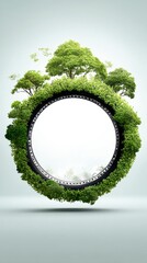 Circular Green Tree Frame Digital Art