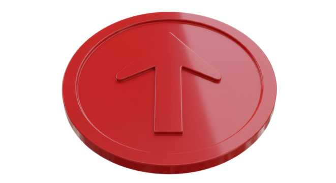 Isolated Red Up Arrow Coin