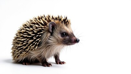 Fototapeta premium Close-up of a hedgehog's quills against a stark white backdrop , light, texture