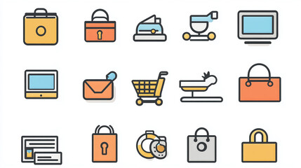 Ecommerce icons vector set for online shopping store website design and mobile application interface 100