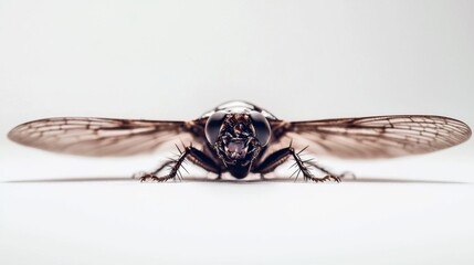 Close-up of a cicada with detailed wings and body structure