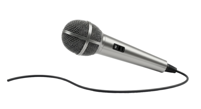 Isolated Silver Microphone on White Background