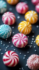 Fototapeta premium Colorful Candies on Dark Background