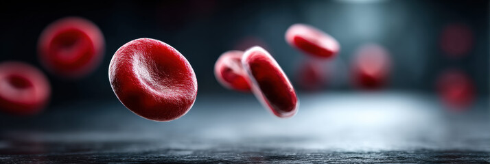 Dynamic movement of red blood cells in microscopic view laboratory setting scientific visualization biomedical research environment focused perspective health and anatomy concept