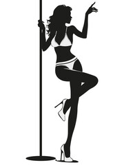 Woman Silhouette Pole Dance Bikini High Heels