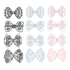 Vector of lace fabric ribbon, hand-drawn fashionable illustration in vintage style.The EPS file is vector and can be edited color.