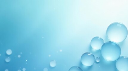Abstract Serenity  A Soft Blue Background Featuring Gleaming Spheres of Water, Evoking a Sense of Calm and Purity