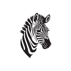 Zebra head vector illustration of a striped wild animal isolated on white background