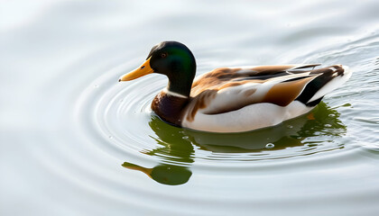 Obraz premium Mallard Duck Swimming Calm Water Ripples Serene Nature Scene