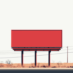 Obraz premium Red Blank Billboard in a Desert Landscape