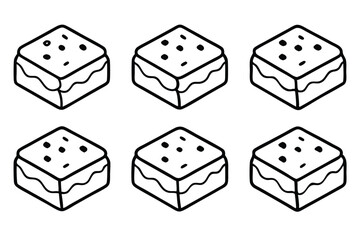 Brownies Line Art Artistic Drawing of Delicious Treats