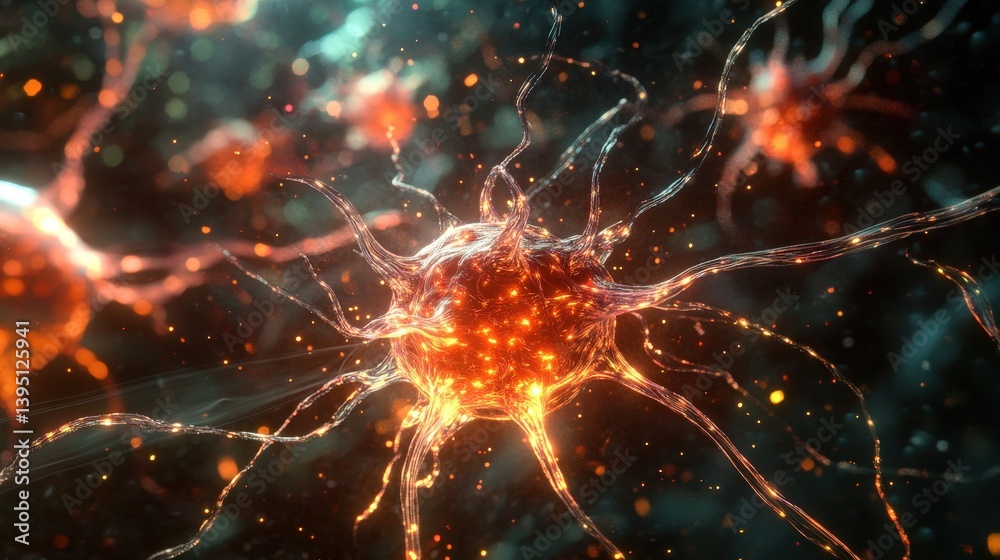 Poster a sci-fi inspired neural network visualization with ai-powered connections, glowing data streams, an