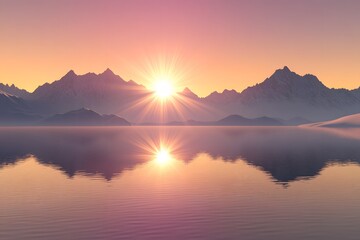 Fototapeta premium Peaceful Morning Hills with Sunbeams