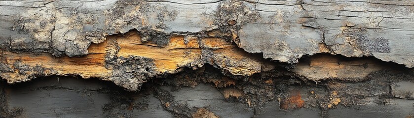 Woodgrain and bark textures layered in abstract collage