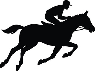 Horse Racing Silhouette with Jockey | Dynamic Equestrian Vector Art