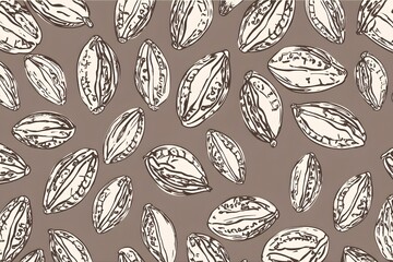 Hand-drawn Cocoa Bean Pattern in a Simple and Elegant Style