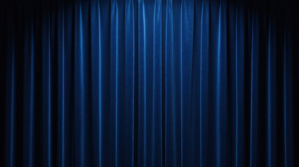 Luxurious blue velvet curtain elegant texture theatrical backdrop rich color smooth fabric stage design dramatic presentation performance setting
