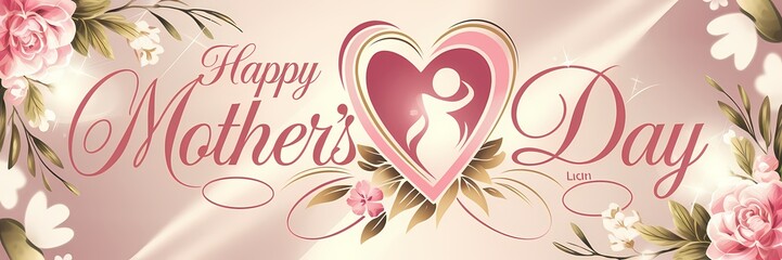 Elegant Happy Mother's Day greeting with glowing artistic typography floral details a heartwarming message in a high-resolution digital artwork perfect for celebration Mother's Day illustration design