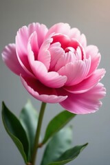 Fototapeta premium Single pink peony flower, fully opened, soft light , petal, peony, photography