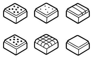 Brownies Line Art Delicious Treats in Minimalist Style