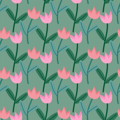seamless pattern with pink flowers