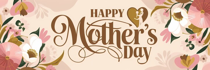 Elegant Happy Mother's Day greeting with glowing artistic typography floral details a heartwarming message in a high-resolution digital artwork perfect for celebration Mother's Day illustration design