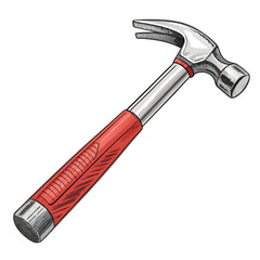 Create a bold, vector illustration of a carpenter's hammer, emphasizing strong lines and impactful design.  Focus on detailed texture and metallic sheen.