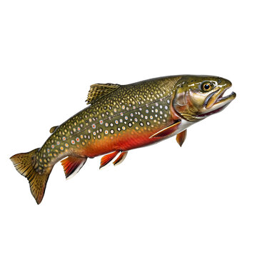 A colorful brook trout on a transparent background.