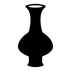 Bohemian Ceramic Vase Silhouette on White Background. Vector Illustration.
