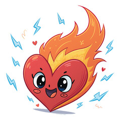 Design a chaotic, heart-shaped creature using bold, vector strokes.  Emphasize a wild, energetic style.