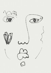 Line art face illustration doodle drawing 