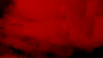 Grunge plaster cement or concrete wall texture red color with scratches. Red  grungy wall background or texture.