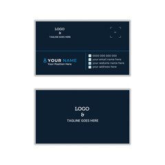 Minimalist Corporate design Print ready professional Corporate Creative simple Double-sided blue and dark Business Card Template.