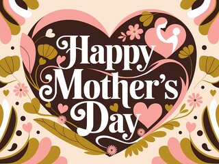 Fototapeta premium Elegant Happy Mother's Day greeting with glowing artistic typography floral details a heartwarming message in a high-resolution digital artwork perfect for celebration Mother's Day illustration design