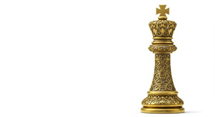 Fototapeta premium Majestic King Chess Piece Emblem with Golden Filigree and Regal Crown