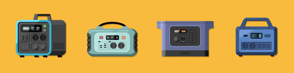 Fototapeta premium Stationary, industrial and portable diesel power generator set icon