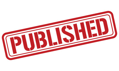 PUBLISHED red stamp text vector, rubber stamp