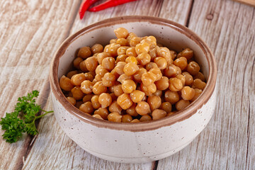 Boiled chickpea beans in the bowl