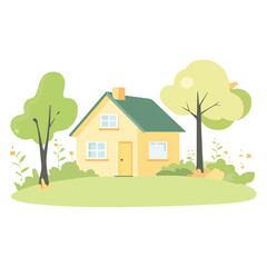 Fototapeta premium Tiny House in a Forest vector illustration 