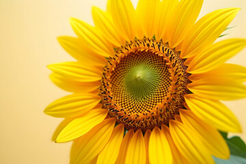 Obraz premium Radiant Sunflower Portrait, A Vibrant High-Contrast Photograph Showcasing the Beauty of Nature with Sharp Focus and Captivating Details of a Flower Blossom