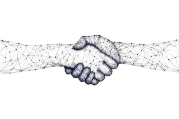 Digital handshake network illustration isolated on transparent background