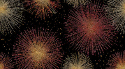 A black and gold background with a bunch of fireworks