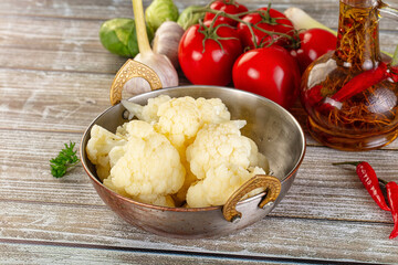 Vegan cuisine Steamed cauliflower cabbage