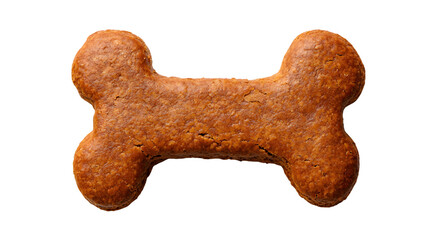 Professional Top-View Shot of Crunchy Brown Dog Biscuit in Bone Shape for Marketing Materials