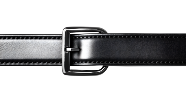 Black Leather Belt on Transparent Background - Professional Product Photography Shot with Isolation Technique